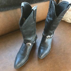 TONY LAMA BLACK COWBOY BOOTS SIZE 8B